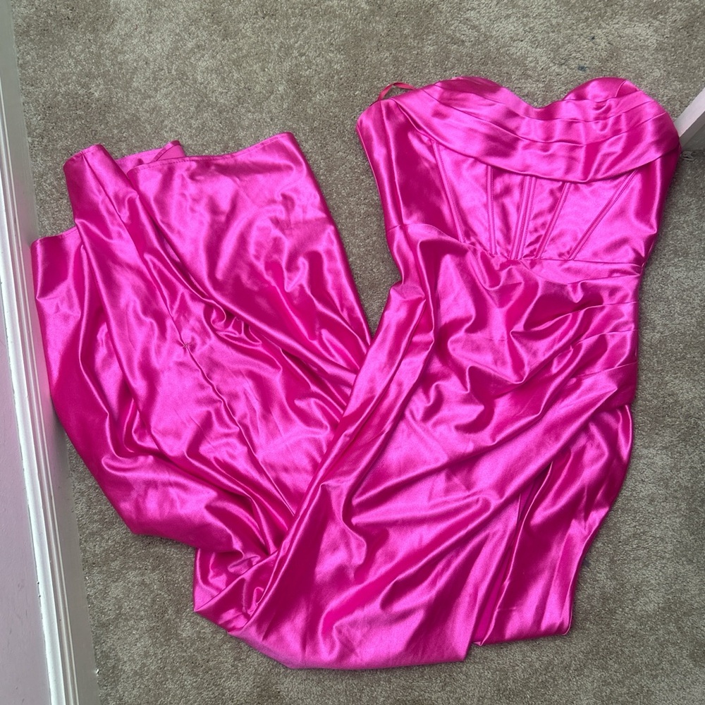 Laura Ashley Pink Satin Prom Dress